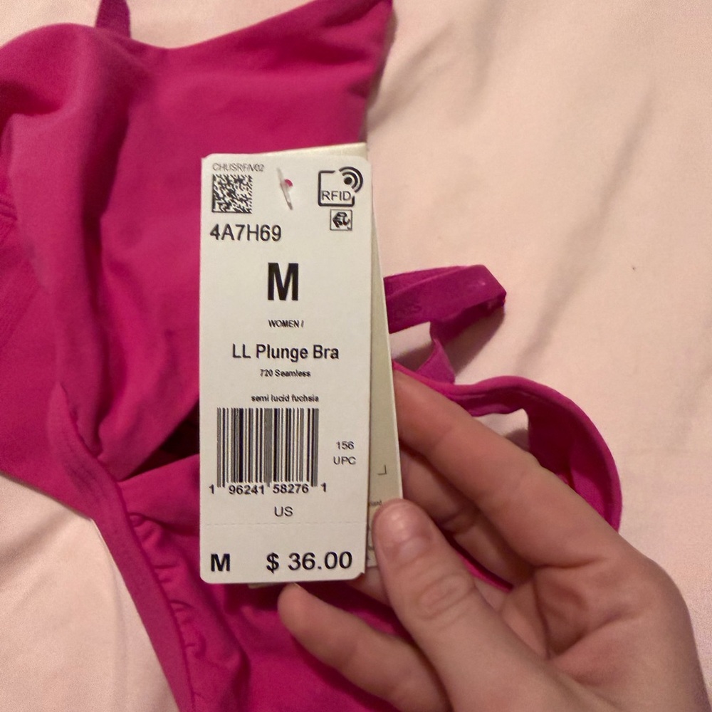 Adidas Seamless Plunge Sports Bra Pink Size Medium NWT Athleisure - Picture 3 of 3